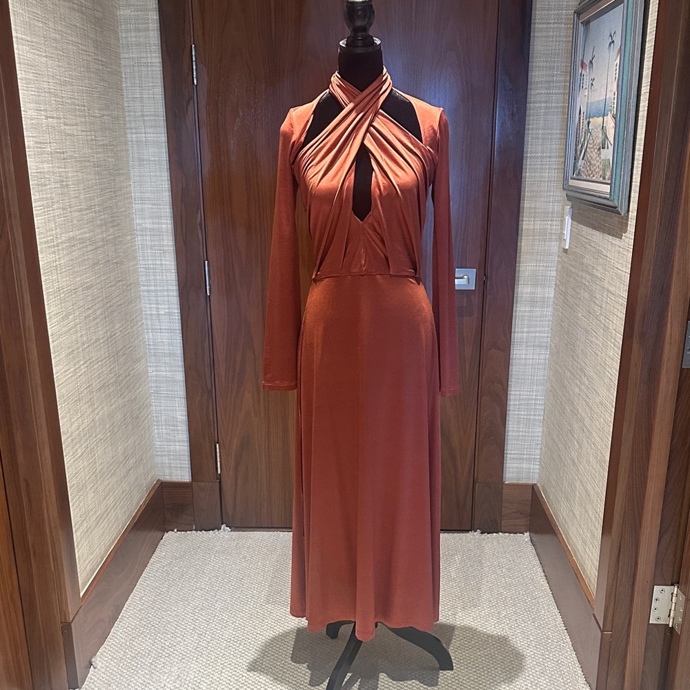 Johanna Ortiz Terracotta Midi Dress Size 4 Wedding Guest Resort - Picture 2 of 10